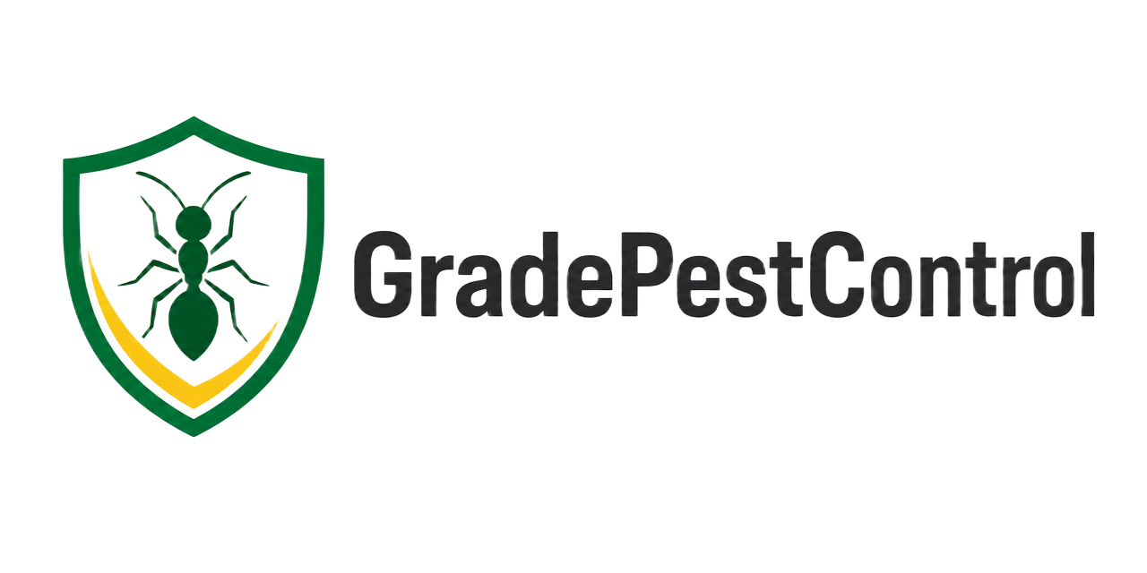 GradePestControl logo — shield with ant