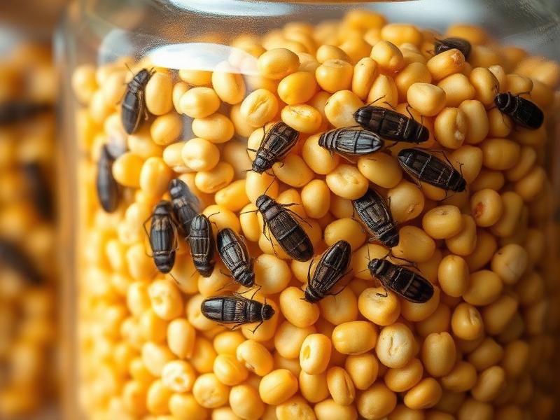 Grain weevils in a jar of stored maize